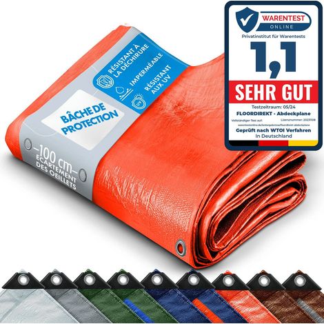 Bâche de protection imperméable multifonctionnelle 140 g/m² Orange 6 x 1,5 m