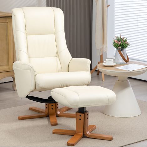 MEUBLIV poltrona relax 71x84x102 cm avorio – schienale reclinabile con poggiapiedi (1/4)