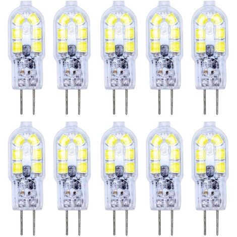 Lot de 10 Ampoules LED G4 2W AC/DC 12V - 12 SMD 2835 Blanc Froid 120lm Haute Luminosité - Éclairage pour Plafonnier, Hotte, Armoire et Luminaire Décoratif (1/5)