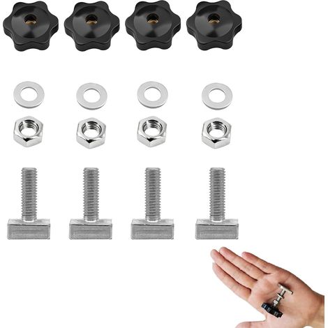 Adaptateur T-Track M6x35mm Écrou à rainure en T avec rondelles et écrous étoile, acier inoxydable résistant, vis de fixation pour barres de toit, coffres de toit et porte-vélos (1/5)