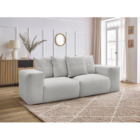 BOBOCHIC - Canapé droit fixe modulable VOLTAIRE tissu chiné   Gris clair (1/5)