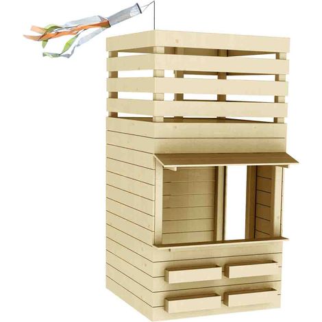 SOULET - Casita de Madera Infantil Tienda Shopping 160x120x120 cm - Casita de Juegos para Niños - Cabaña de Madera para Jardín - Diseño de Supermercado - Estantes y Pizarra Incluidos - Fácil Montaje (1/5)