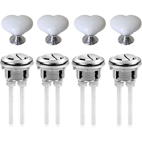 Remplacement du bouton de rinçage de toilette de 4 PCS, bouton poussoir de rinçage double de 38mm pour réservoir de citerne de toilette