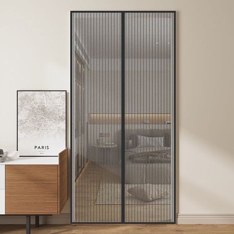 Moustiquaire Porte Fenetre Aimantée Magnetique, Rideaux Anti Mouches pour Porte, Rideaux Toile Insect Ecran, Moustiquaire Baie Vitree Coulissante, Magnétique Moustique Sans Perçage (80210cm, noir) (1/4)