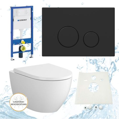 Geberit Vorwandelement Bartolo WC spülrandlos Betätigungsplatte schwarz matt Komplettset (1/4)