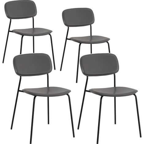 Set 4 Sedie ergonomiche in PVC per Cucina e Ufficio grigie - Hani (1/5)