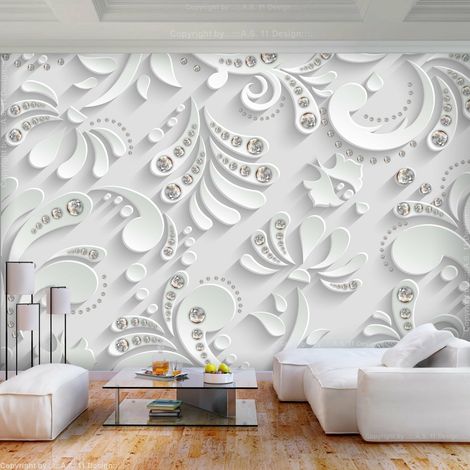 Papier peint fleurs avec cristaux - 150 x 105 cm (1/4)
