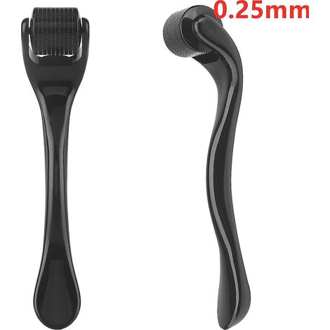 Mikronadelroller für Haut, Bart und Haar (0,2 mm, 0,25 mm, 0,3 mm) - Gesichtsreinigungsgerät mit Mikronadeln (540 Nadeln) für Gesicht, Körper und Haarwachstum - Schwarz (0,25 mm)