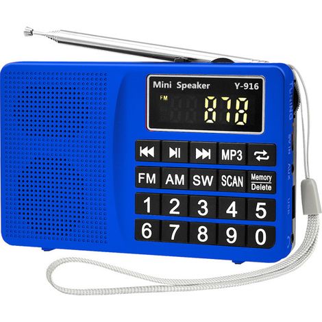 Radio portable Y-916fm/am/sw carte multi-bande haut-parleur radio FM numérique 12.82.98.3cm bleu