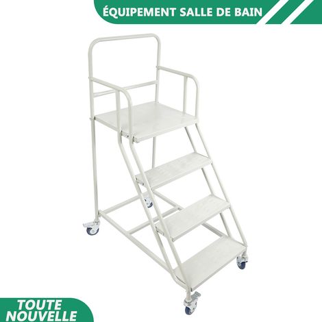 WAOBDLA Entrepôt industriel escaliers roulants à 4 étapes Escalier en acier laminé à froid avec roues (1/5)
