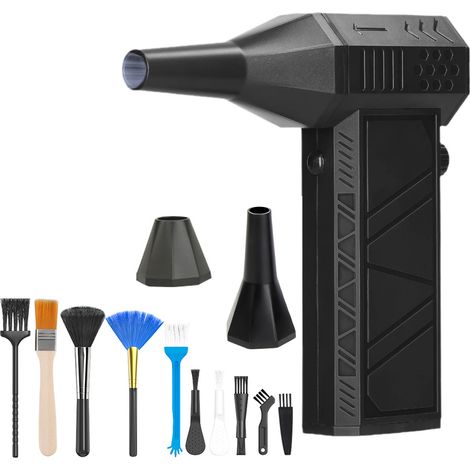 Souffleur Air Comprimé , 150000 TR/Min Souffleur avec Batterie 8000mAh, 3 Vitesses Mini Souffleur Sans fil Puissant avec Brosses de Nettoyage PC pour Voiture, Maison, Clavier