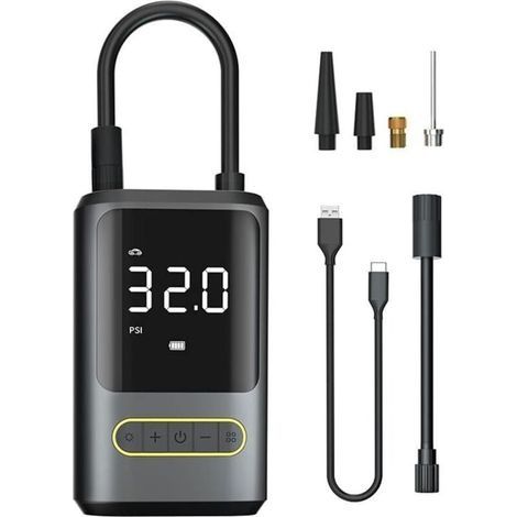 Compresseur à Air Portatif, Gonfleur Pneus Voiture Sans Fil, 3X Plus Vite, 35PSI 2000mAh Pompe a Velo Electrique avec Lumière LED, Mini Gonfleur Electrique Compresseur pour Voiture, Moto, Vélo, Balle (1/4)