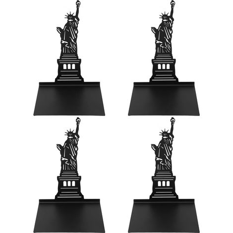 Lot de 4 Serre-livres Style Architectural Métal Noir Classique Coins Arrondis Mousse Antidérapant Design Fin Support de Livres Bureau Déesse Statue (1/5)