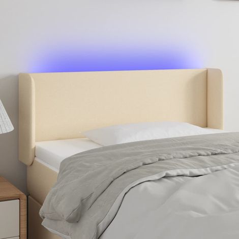 Tête de lit à LED Armoire de tête de lit Crème 83x16x78/88 cm Tissu 47393 (1/5)