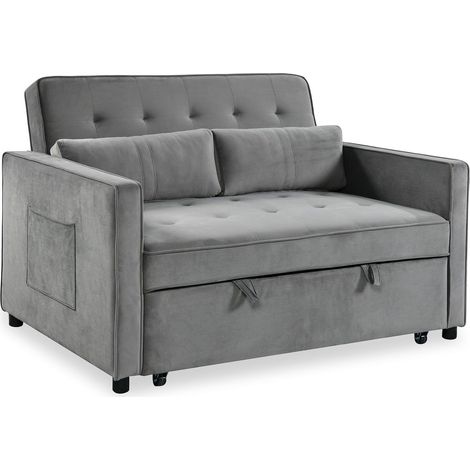 Canapé convertible 2 places Komaria Velours Gris
