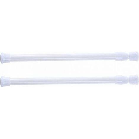 Tringle à rideau de douche télescopique sans perçage – Lot de 2, blanc, réglable de 30 à 50 cm, pour baignoire et cabine
