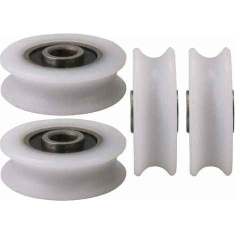 4pcs 4x20x6.5x7.4mm White Inner Dia 4MM U-Groove Nylon Pulley Wheel for Sliding Door (1/3)
