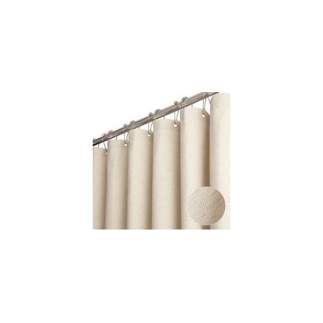 Rideau de Douche en Tissu Beige/Crème 180 x 200 cm - Ensemble Résistant avec 12 Crochets en Plastique - Imperméable et Décoratif (1/5)