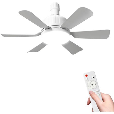 Ventilador de techo con luz y mando a distancia, ventilador de techo LED de 46 cm con bombilla E27 regulable, luz integrada, 3 velocidades, temporizador, funcionamiento silencioso, para dormitorio, sa (1/5)