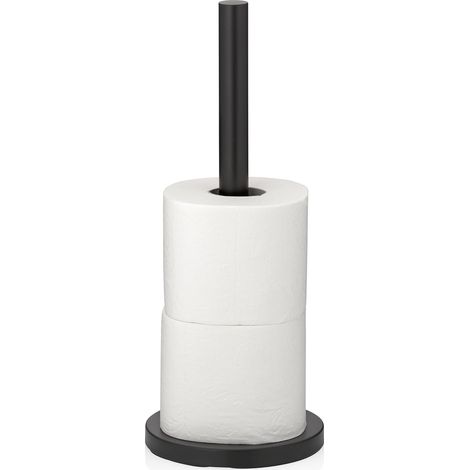Rangement de Papier Toilette Carta, 37 cm, Distributeur de Papier Toilette Vertical pour 3 Rouleaux de Rechange, Distributeur de Papier Toilette en Acier Inoxydable sans perçage, Noir Mat (1/5)