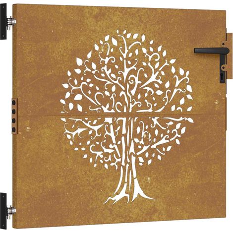 Portail de jardin 85x150 cm acier corten conception de carré (1/5)