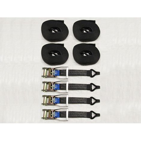 X4 Black 50MM 8M 5 Ton Ratchet Straps - Claw Hook 5000KG Metre Tie Down J Lashing