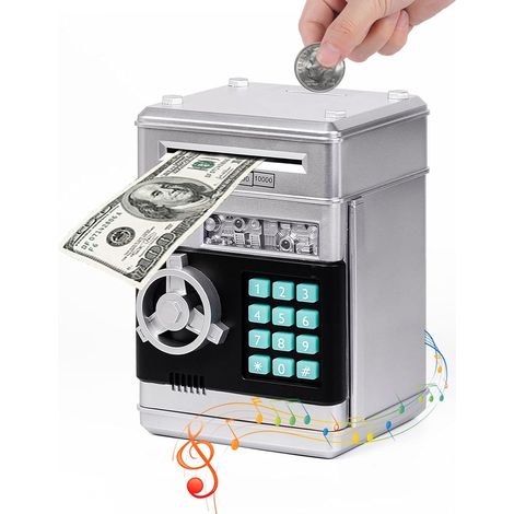 Tirelire électronique pour enfants de 3 à 12 ans avec mot de passe Mini ATM Boîte à économie de monnaie pour pièces de monnaie d'anniversaire pour garçons et filles (1/5)