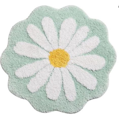 Tapis de salle de bain/tapis de bain – Tapis de bain antidérapant – Tapis de salle de bain – Motif floral – Tapis de douche lavable – Polyester – Décoration de chambre – 4040cm – Vert clair (1/5)