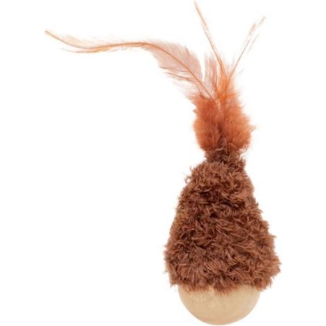 Chat Jouet avec Beech Wood Base - Plumes et Jingle Clochette - Interactive Teaser pour Réduction de l'ennui
