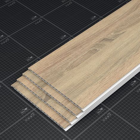 Lambris PVC 250 mm - Lot de 4 Lames - Chêne Naturel