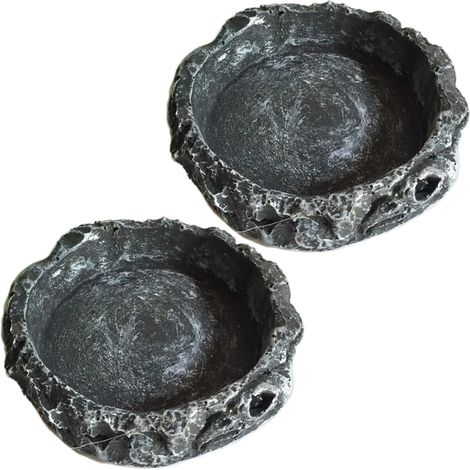 2 Pièces Bols à Eau pour Reptiles, Mangeoire pour Tortue, Bac à Eau en Résine pour Gecko Lézard Caméléon Serpent (1/5)