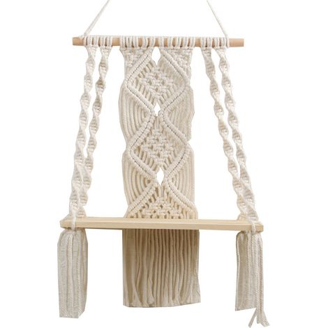 Wandregal, Boho-Wanddekoration fürs Schlafzimmer, Makramee-Wandkunst aus gewebtem Seil als Boho-Badezimmerregal