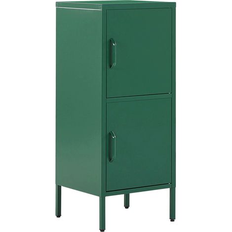 Armario de metal verde 40 x 40 cm 2 puertas 4 estantes almacenaje oficina Huron (1/5)