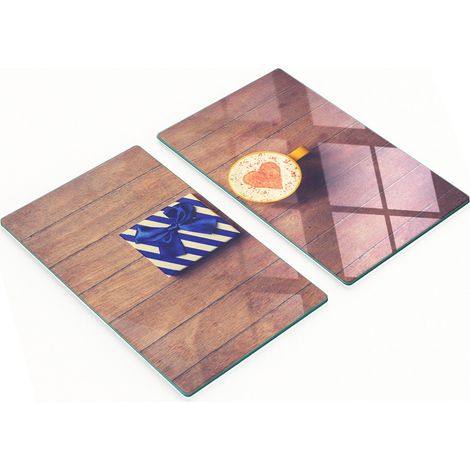 Tablas decorativas de vidrio para cortar y servir, ideales como regalo para amantes del caf茅, 2 x 30 x 52 cm.