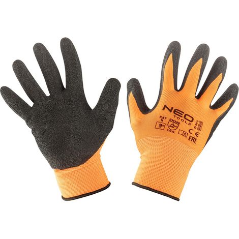 Guantes de trabajo de poliéster con revestimiento de látex y textura arrugada, modelo 3131X, talla 9 (1/3)