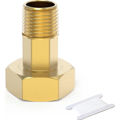 GASHER Adaptateur en laiton pour compteur d’eau filet mâle 1 BSP vers filet femelle 1.2 BSP raccord droit plomberie pour circuits d’eau domestique (1/4)