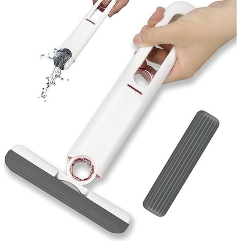 UlisemMini Cleaning Mop - Mini Mop portatile - Mini Mop a mani libere - Mop automatico, con funzione di strizzatura, per finestre, pavimenti, piastrelle, auto, ecc. (1/4)