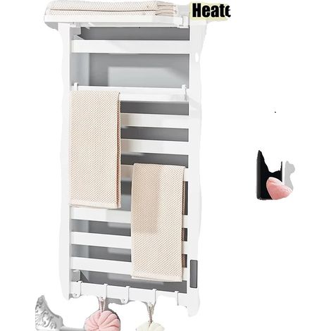 Porte-serviettes chauffant, affichage numérique, design mural, Blanc 6621, Droit, 220V (1/2)