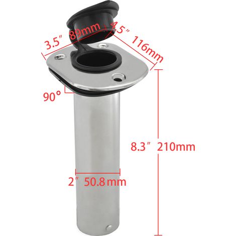 Supports de canne à pêche fixes en acier inoxydable 15°, 30°, 90°, fixations pour cannes à pêche, accessoires d'accastillage - 90° - Acier inoxydable (1/4)