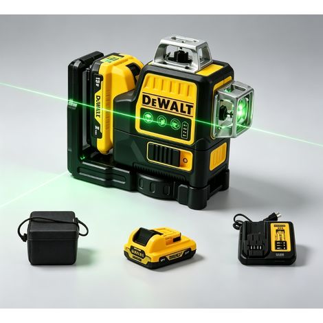 Outil mesure laser Dewalt DW089LG polyvalent pour électricien menuisier carreleur, faisceau vert 3x360°, kit batterie chargeur et sac inclus (1/5)