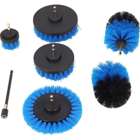Set mit 6 Bohrmaschinen-Reinigungsbürsten, 1/4-Zoll-Sechskantbit, Verlängerungsstange inklusive, für Haushaltsgeräte und Oberflächen. (1/5)