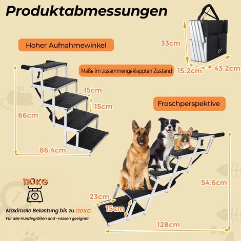 Rampa plegable de aluminio para perros, antideslizante, 110 kg, negra DESVIAE (1/4)