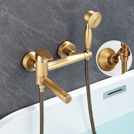 Mitigeur Baignoire Douche Rétro modèle pour baignoire douchette style micro avec support mural 1 g – Livraison gratuite (1/4)