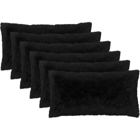 Federa 6 pcs HEERLEN Nero 40 x 80 cm Fleece PV vidaXL