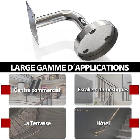 Stainless Steel Flat Railing Brackets with Screws and Solid Anchor for Indoor and Outdoor Home Garden Hotel (Silver) (1/2)