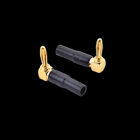 4mm L-shaped, angled, 90-degree, six-leaf, gold-plated pure copper banana plug, solderless plug for black audio amplifier. (1/5)