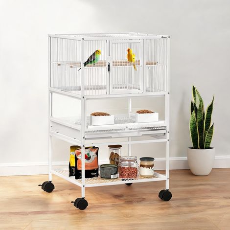 Cage pour oiseaux branco en aço Acrílico e PP 48 x 46 x 83 cm (1/5)