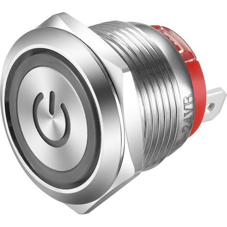 19mm Interrupteur à Bouton Poussoir en Acier Inoxydable à Verrouillage Etanche Interrupteur SPST à 4Broches Bouton Poussoir de Type Court 20A/12 24V LED Bleue (1/5)