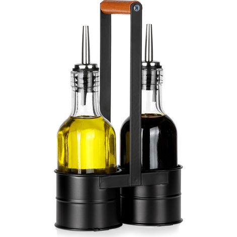 2 bottiglie di vetro con dosatore per olio d'oliva e aceto da 250 ml (1/5)
