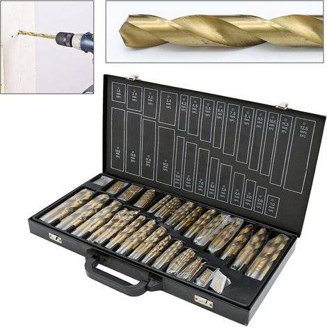 Wolketon 230 Teiliges Metallbohrer Set 1-13mm Spiralbohrer Satz Titan beschichtet DIN338 Stahlbohrer HSS Spiral-Bohrer